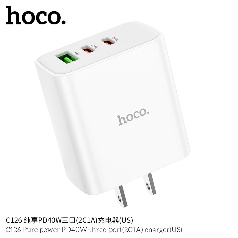 C126 Pure power three-port PD40W(2C1A) charger(US)