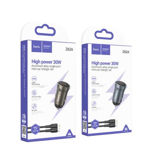 HOCO Z62A Car Charger With Type C- Lighting Cable
