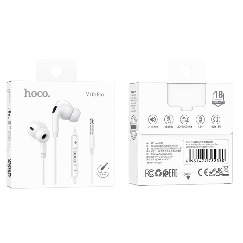 M101 Pro Crystal sound wire-controlled earphones with microphone