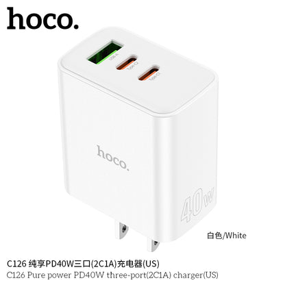 C126 Pure power three-port PD40W(2C1A) charger(US)