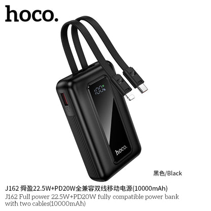J162 Full power 22.5W+PD20W fully compatible power bank with two cables(10000mAh)