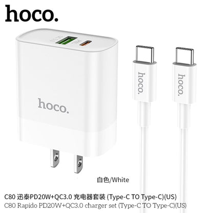 C80 Rapido PD20W+QC3.0 charger set(Type-C TO Type-C)(US)