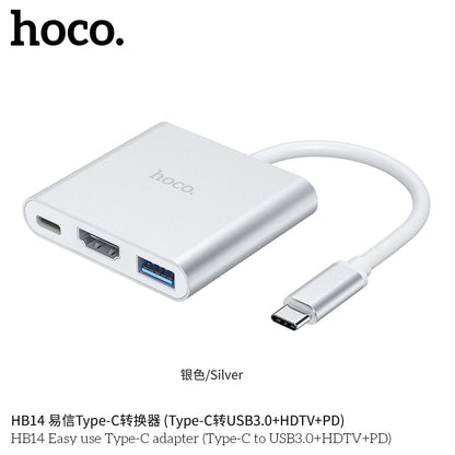 HB14 Easy use Type-C adapter(Type-C to USB3.0+HDTV+PD)