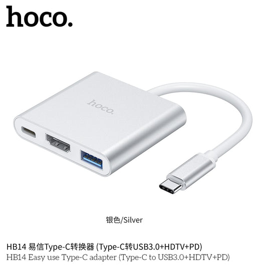 HB14 Easy use Type-C adapter(Type-C to USB3.0+HDTV+PD)