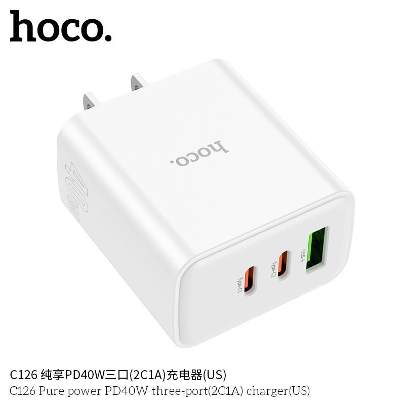 C126 Pure power three-port PD40W(2C1A) charger(US)