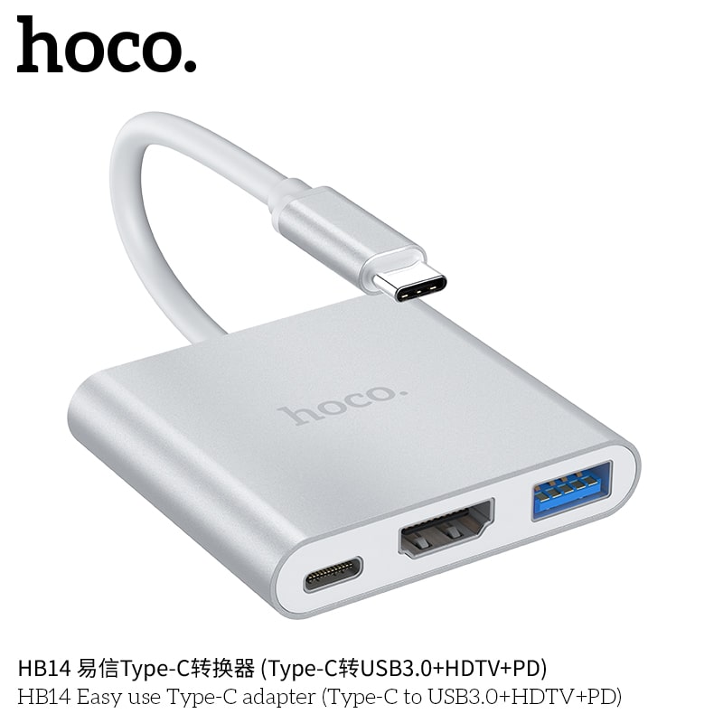 HB14 Easy use Type-C adapter(Type-C to USB3.0+HDTV+PD)