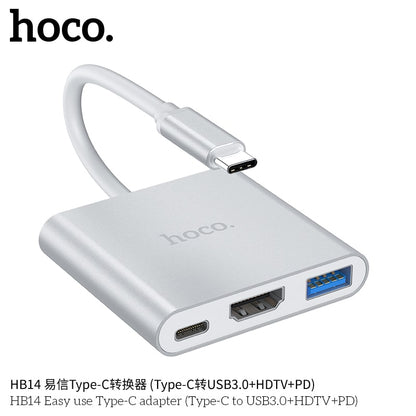 HB14 Easy use Type-C adapter(Type-C to USB3.0+HDTV+PD)