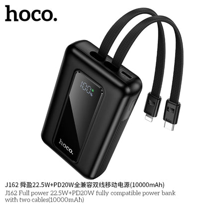 J162 Full power 22.5W+PD20W fully compatible power bank with two cables(10000mAh)