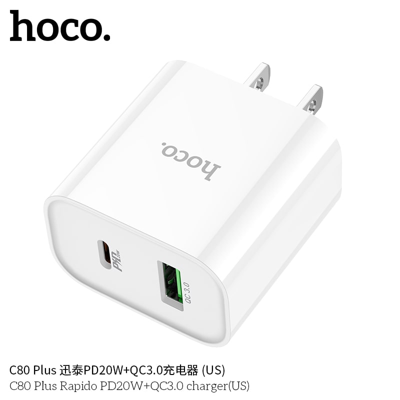 C80 Plus Rapido PD20W+QC3.0 charger(US)