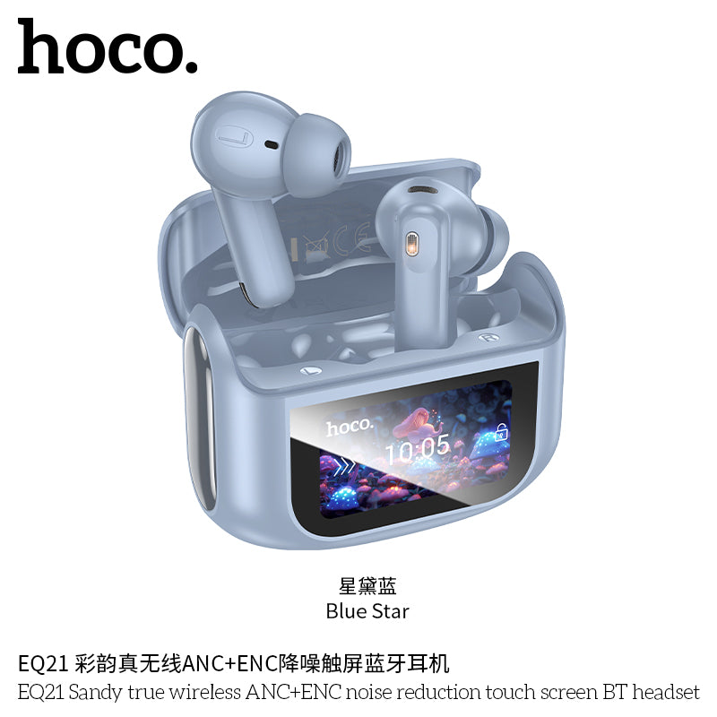 EQ21 Sandy true wireless ANC+ENC noise reduction touch screen BT headset