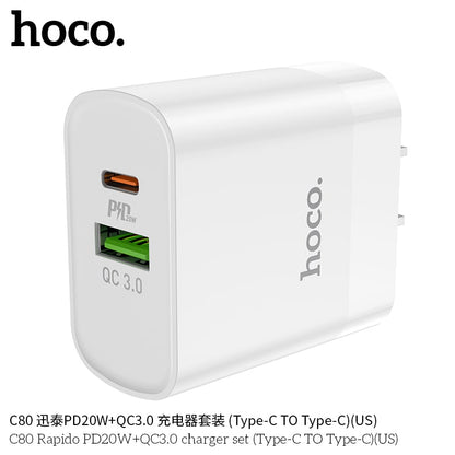 C80 Rapido PD20W+QC3.0 charger set(Type-C TO Type-C)(US)