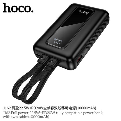 J162 Full power 22.5W+PD20W fully compatible power bank with two cables(10000mAh)
