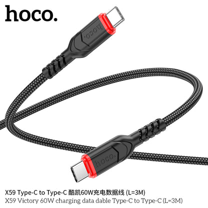 X59 Victory 60W charging data cable Type-C to Type-C(L=3M)