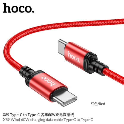 X89 Wind 60W charging data cable Type-C to Type-C