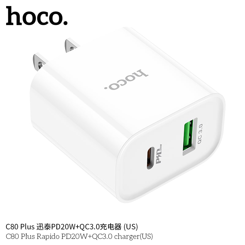 C80 Plus Rapido PD20W+QC3.0 charger(US)