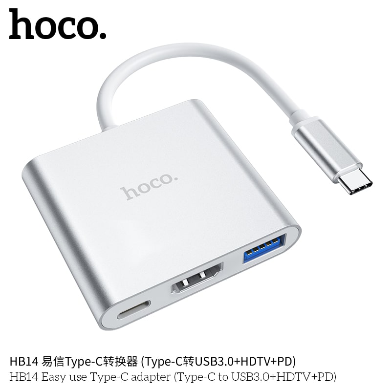 HB14 Easy use Type-C adapter(Type-C to USB3.0+HDTV+PD)
