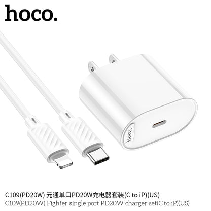 C109(PD20W) Fighter single port PD20W charger set(C to iP)(US)