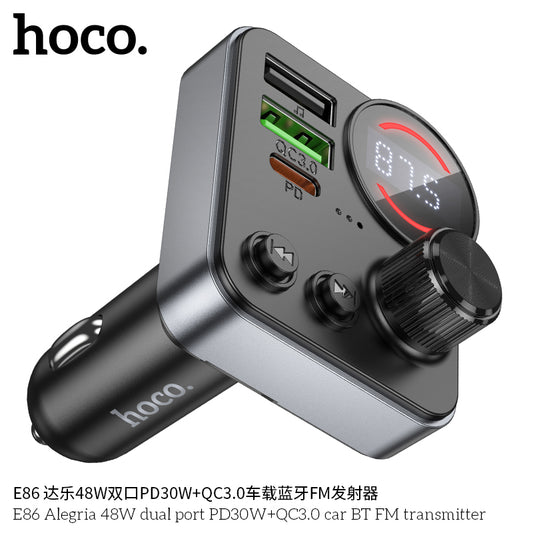 E86 Alegria 48W dual port PD30W+QC3.0 car BT FM transmitter