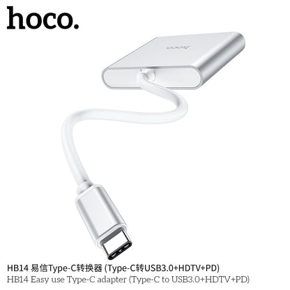 HB14 Easy use Type-C adapter(Type-C to USB3.0+HDTV+PD)