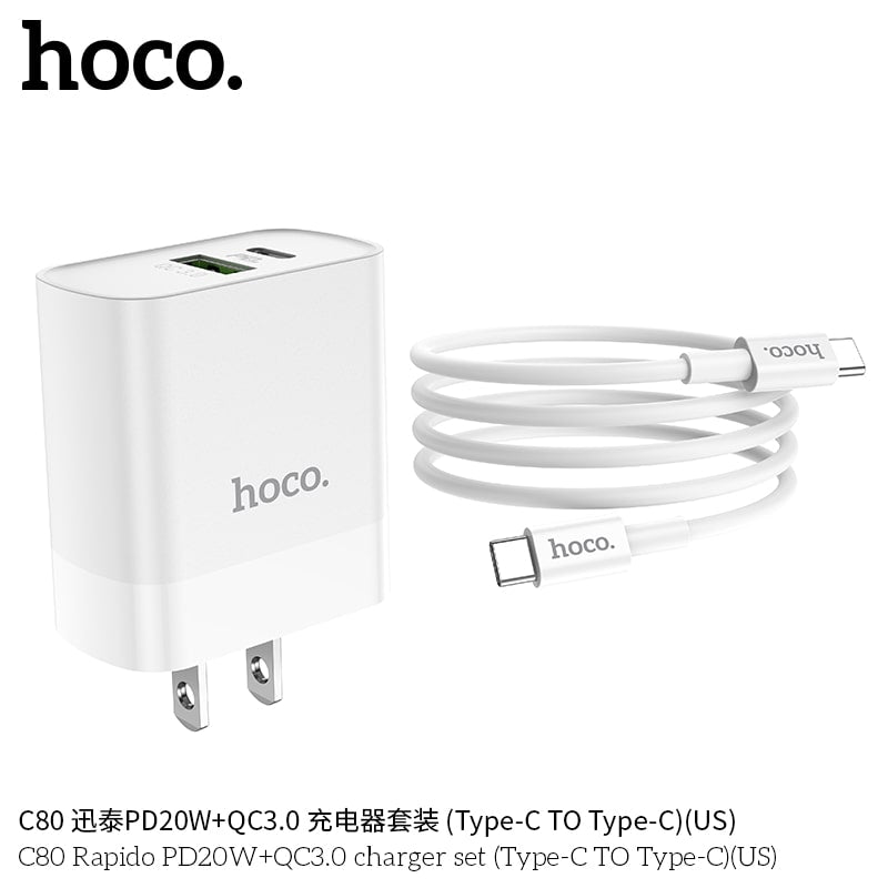 C80 Rapido PD20W+QC3.0 charger set(Type-C TO Type-C)(US)