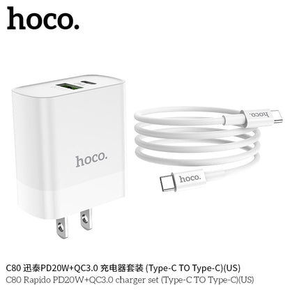 C80 Rapido PD20W+QC3.0 charger set(Type-C TO Type-C)(US)