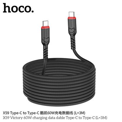 X59 Victory 60W charging data cable Type-C to Type-C(L=3M)