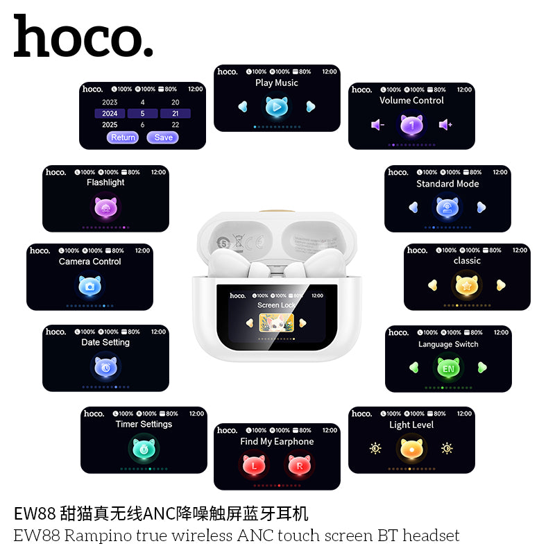 EW88 Rampino true wireless ANC touch screen BT headset
