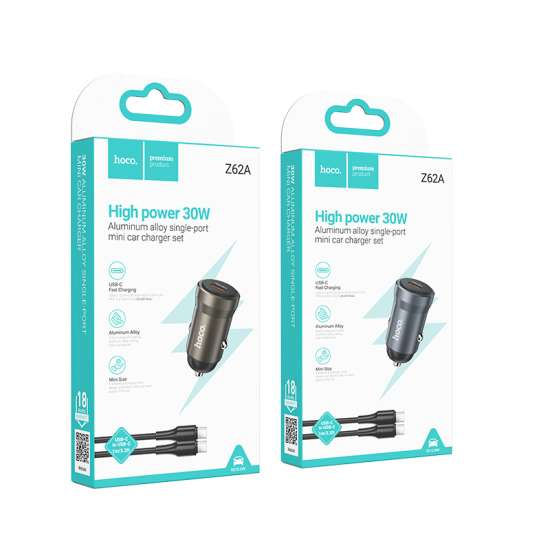 HOCO Z62A Car Charger with Type C- Type C cable