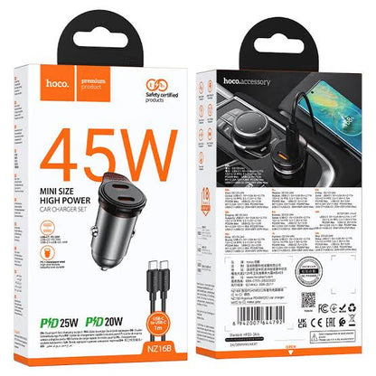 HOCO NZ16B Car Charger With Type C-Type C