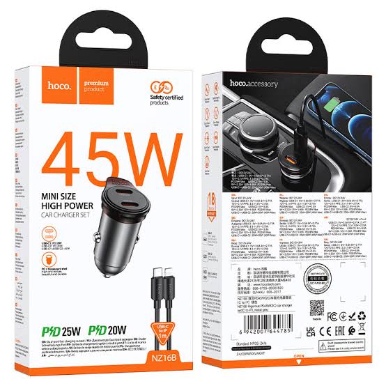 Car charger NZ16B 45W  with type C- Lighting Cable
