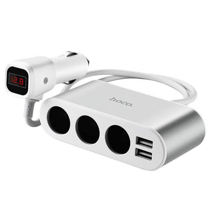 HOCO Z13 Car Charger Dual USB 3 cigarette Lighter ports